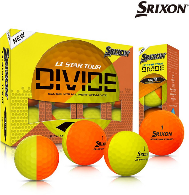 스릭슨 24 큐스타 투어 디바이드 3피스 골프공 1더즌 12구, 오렌지/옐로우, 12개입, 2개