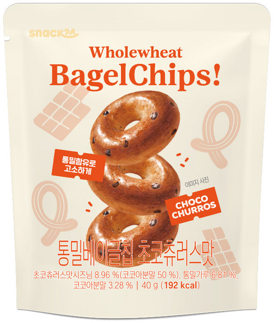 통밀베이글칩 쵸코츄러스맛 스낵24 40G X 10, 10개