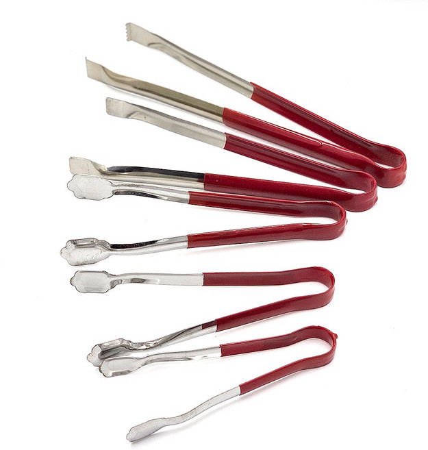 국산 스텐 코팅 빵 집게 빨간 손잡이 다용도 바베큐 반찬 고무 PVC 집게, 왕대 × 1개, 1개