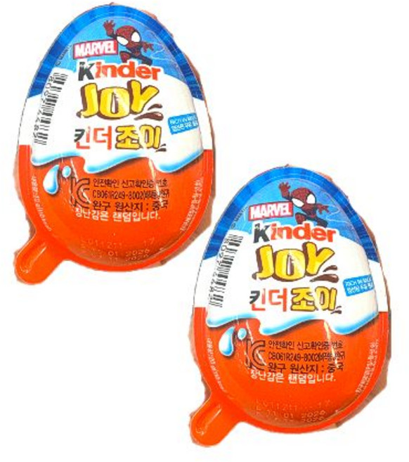킨더조이 보이 T1 마블 장난감 에그초콜릿 20g 킨더 초콜릿 간식, 2개
