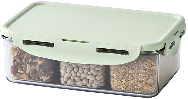 락앤락 비스프리 퓨어 직사각 칸칸이 밀폐용기 라이트그린, 1개, 1L