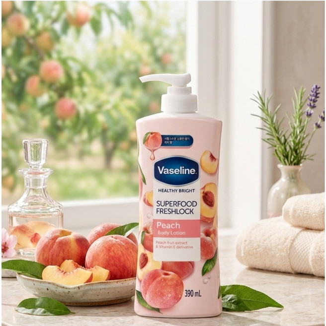 바세린 슈퍼푸드 피치 바디로션, 390ml, 1개