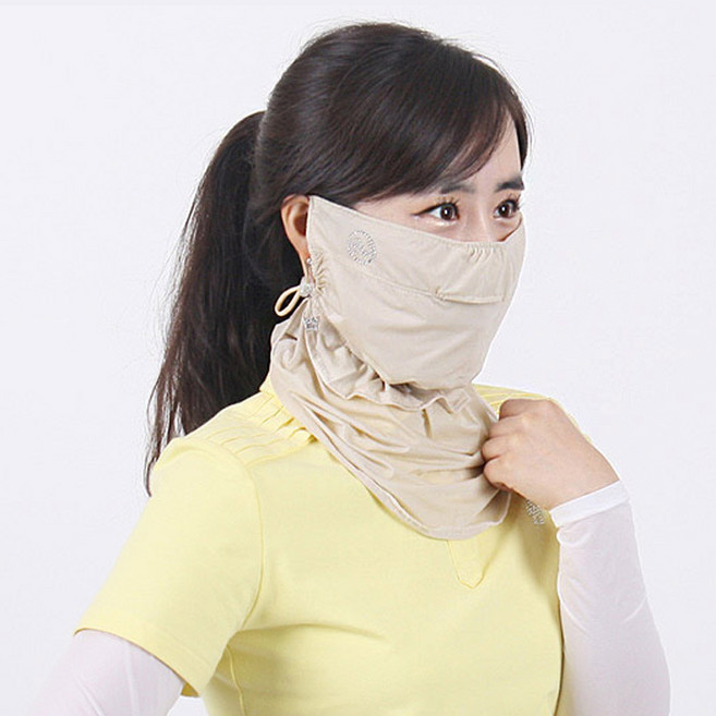 휴스토니 뒷목가리개 자외선 차단 마스크 H5 골프 운동 걷기 등산, 1개, 아이보리