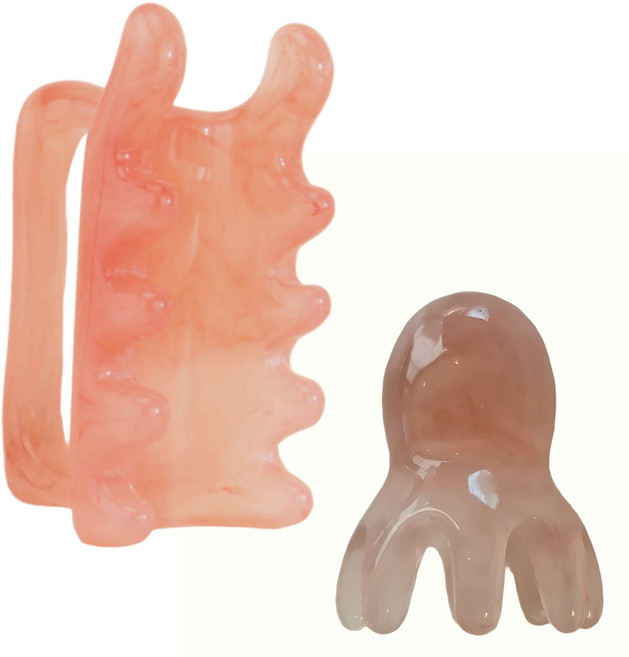 손잡이 괄사 두피 마사지 바디 문어 괄사 마사지기 흉쇄유돌근 괄사 림프, 인디안로즈세트, 1개