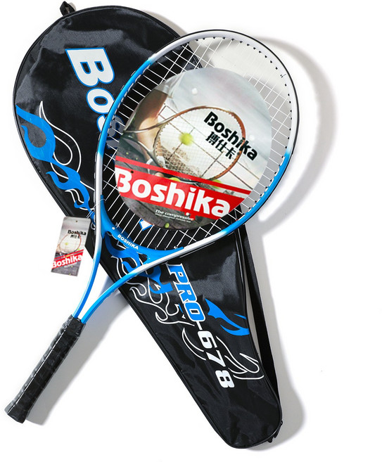BOSHIKA 입문용 알루미늄 테니스 라켓 + 가방 세트, 블루, PRO-678, 1세트