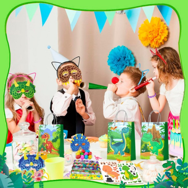 올스토어 어린이를 위한 공룡 파티 호의 9개 올인원 생일 가방 열쇠고리 스탬퍼 등, 01 다른, 01 멀티