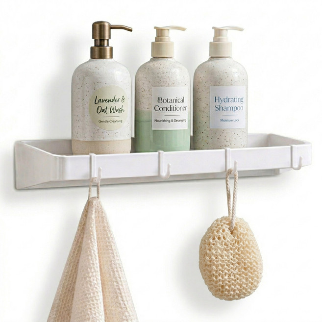 뉴하 깔끔정리 틈새 무타공 화장실 일자 욕실선반, 1개, 화이트