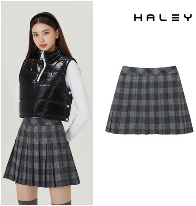 [헤일리] 골프 여성 체크 패턴 플리츠 큐롯 스커트 HFAWK1603