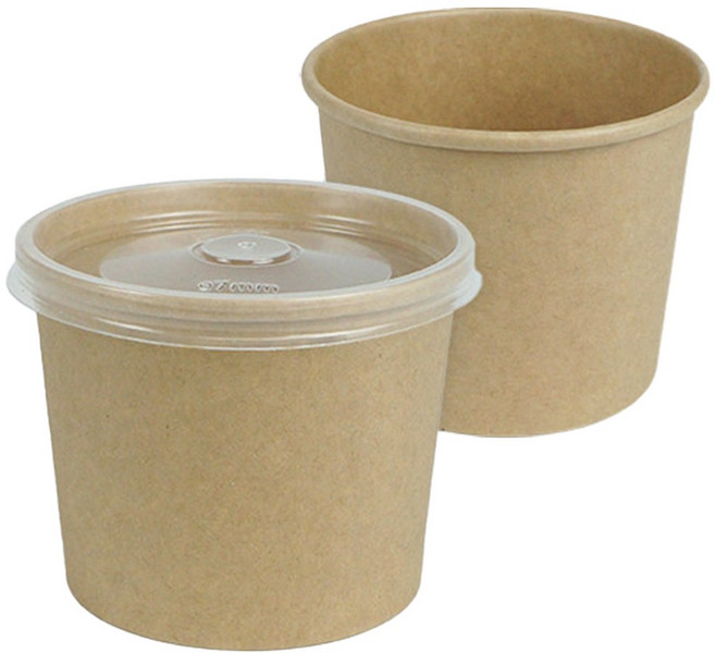 [일용상회]종이용기 HC 97파이 원형 400ml (PP뚜껑) 500세트 크라프트, 500개, 1세트