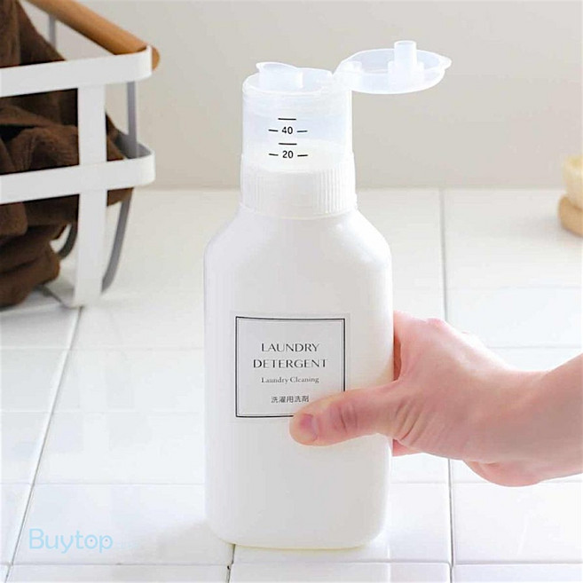 엘이씨 LEC 일본 세제 소분 용기 600ml 심플 디자인 정량 계량 세제통, 1개, 화이트