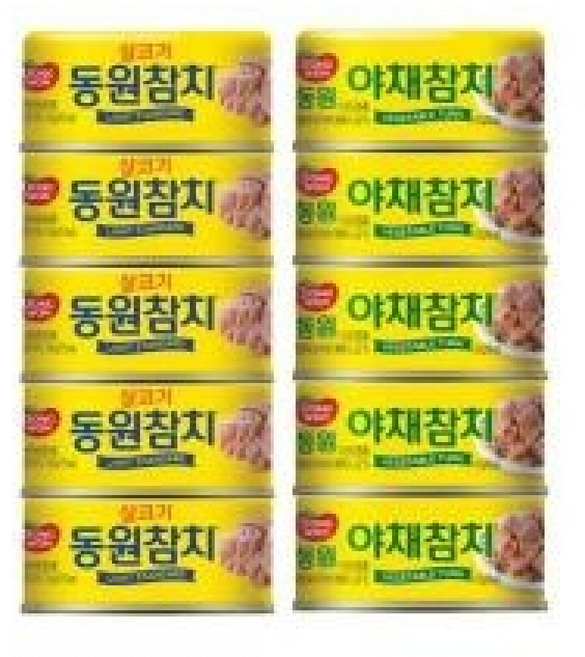 동원F&B 라이트 스탠다드 참치 + 야채 참치, 5개, 150g
