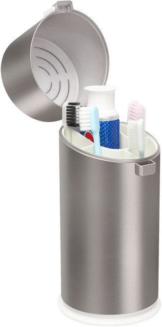 칫솔 치약 수납통 치약 칫솔 정리함 칫솔 치약 수납용기 화장실 정리함 먼지방지 편리보관, 실버 그레이