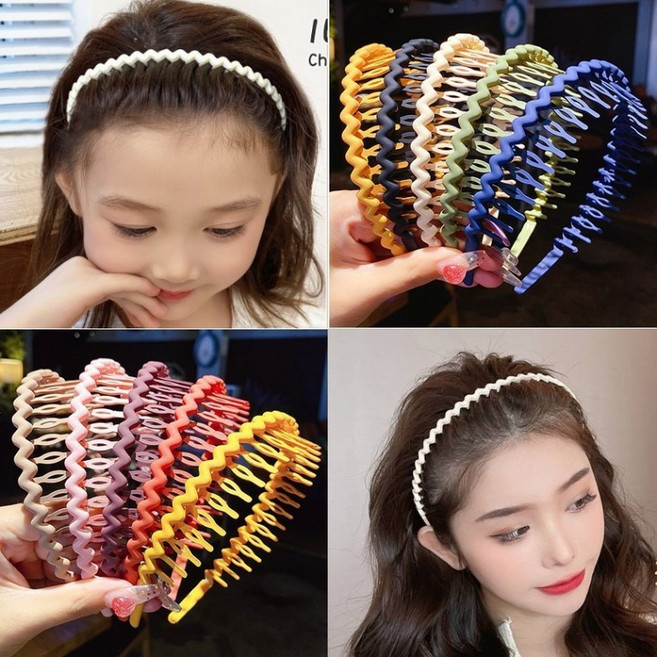 [1+1] 헤어밴드 여성 초등 엄마랑 예쁜 커플 웨이브 무지 아동 머리띠 여아 유아 아가랑