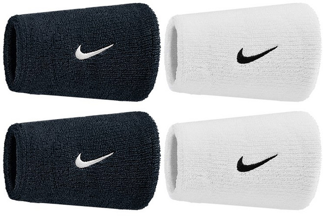 나이키 스우시 더블와이드 손목밴드, 4개, 블랙+화이트
