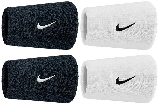나이키 스우시 더블와이드 손목밴드, 4개, 블랙+화이트 - 쿠팡