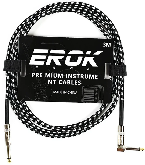 EROK 1 4 인치 악기 케이블 90도 직각 직선 6.35mm 남성 스테레오 오디오 코드 일렉트릭 기타베이스 ﻿, 04 3M-Black