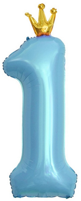 이벤트홀릭 초대형 왕관 숫자은박풍선, 블루 1