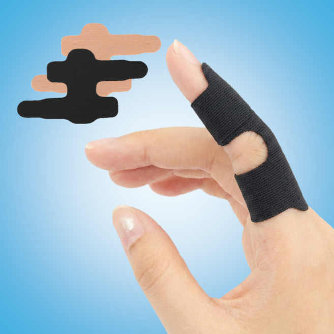 무무비 핑거핏 손가락 밴드 테이핑 탄력 보호 관절 주짓수 클라이밍 스포츠, 블랙, 20개