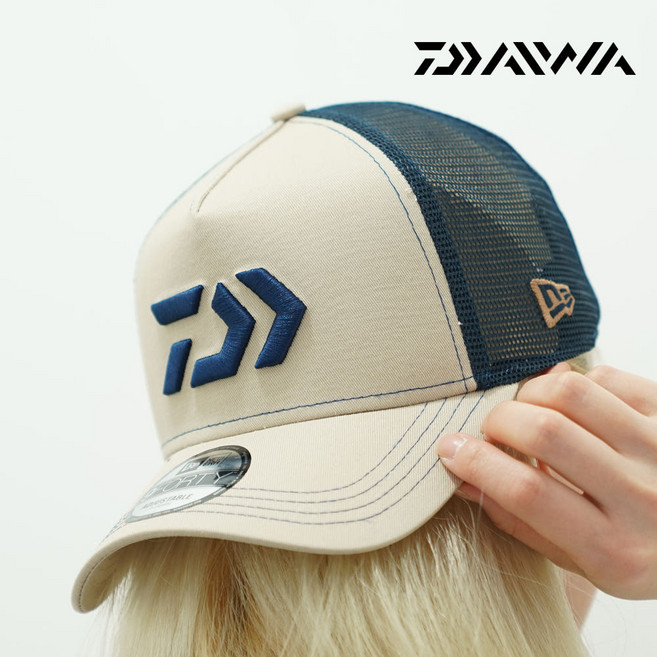 다이와 낚시모자 DC-5504NK 한국다이와 뉴에라 콜라보 하프 메쉬캡, 베이지 프리사이즈