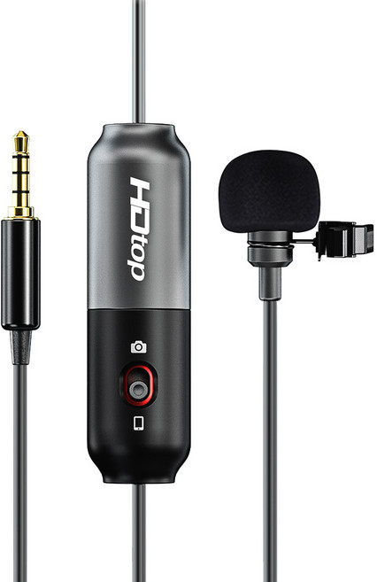 HDTOP 3극 4극 전환 3.5 고감도 콘덴서 핀마이크 HT-M01 무지향성 메탈클립 폼윈드쉴드 메탈팝필터 파우치포함 5.5mm 변환젠더, 1개