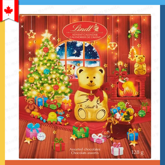 린트 어드벤트 캘린더 2025 테디베어 린트 초콜릿 캘린더 캐나다 발송 Lindt Advent Calendar, 1박스, 128g