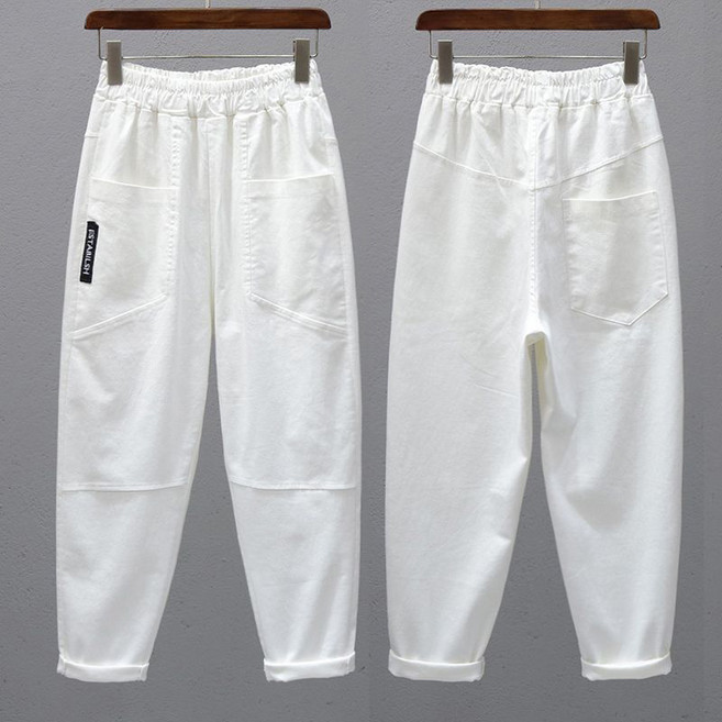 Asure 여자 9부 와이드 팬츠 밴딩 캐주얼 배기팬츠