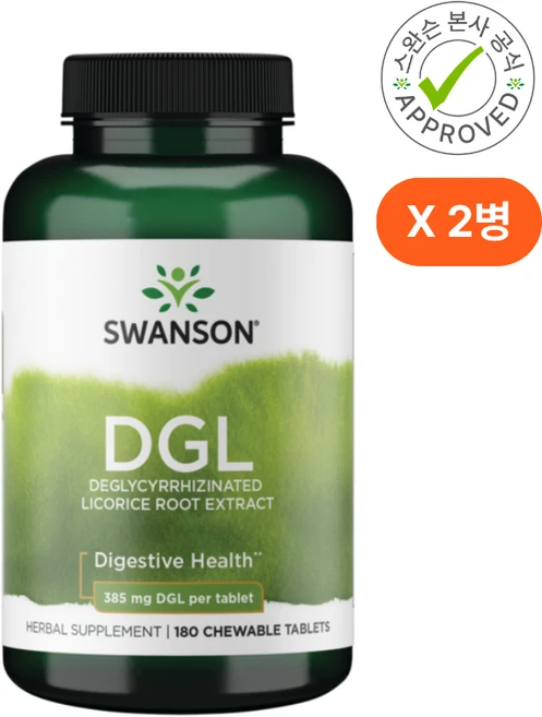 스완슨 DGL 385mg 180 츄어블정, 180정, 2개 - 쿠팡