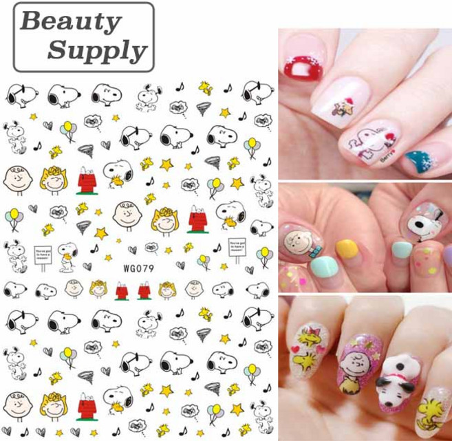 S198 WG079 강아지 스누피-4 네일아트 데코 스티커, 1개