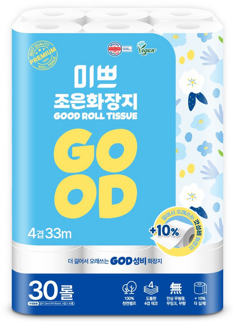 미쁘 조은화장지 4겹, 33m, 30롤, 1개