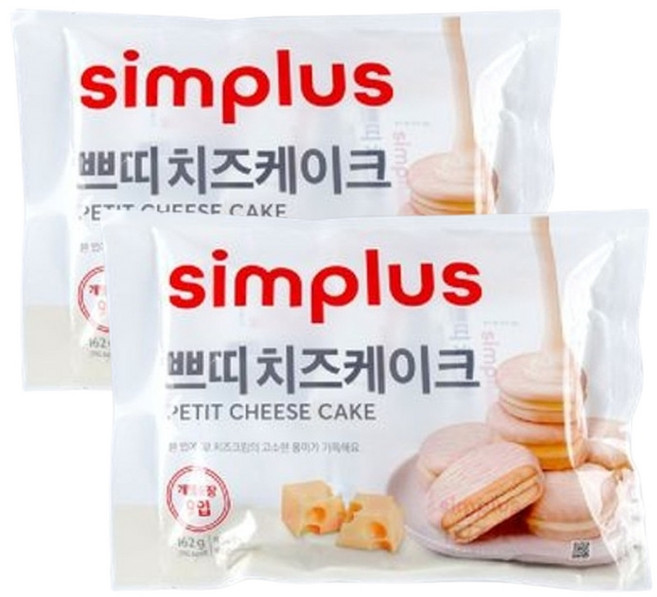 심플러스 쁘띠 치즈케이크, 2개, 162g