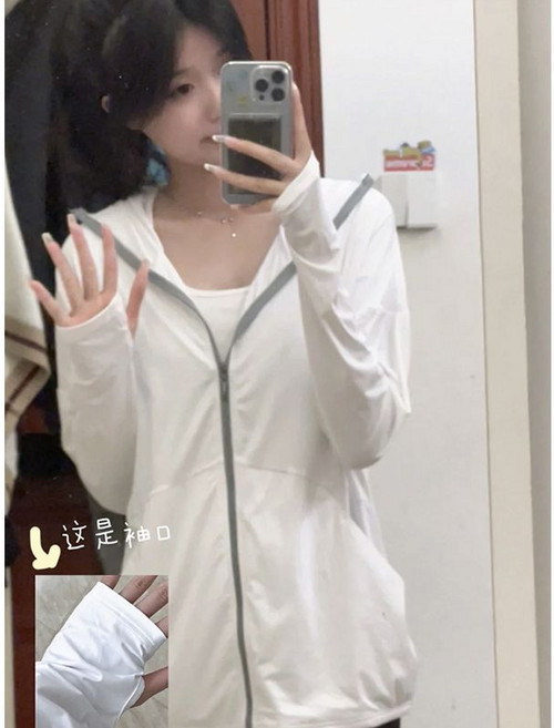 防曬衣女款夏季新款戶外百搭透氣防紫外線冰絲輕薄外套, 1個, 白色 遮陽lll嗮2XL 建議（131-140斤）