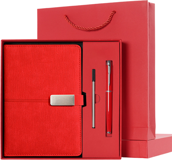 피라모니 A5 방수 가죽 선물용 다이어리 세트, 1세트, 레드
