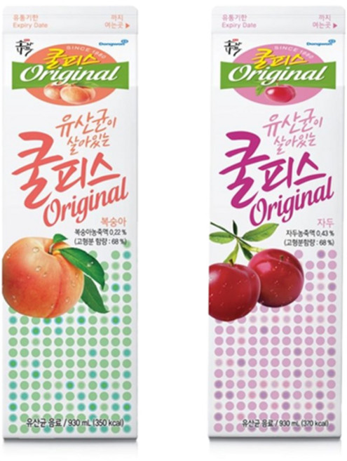 동원 소와나무 쿨피스 2종 930ml (복숭아 2개 + 자두 2개) 총 4개/냉장무배