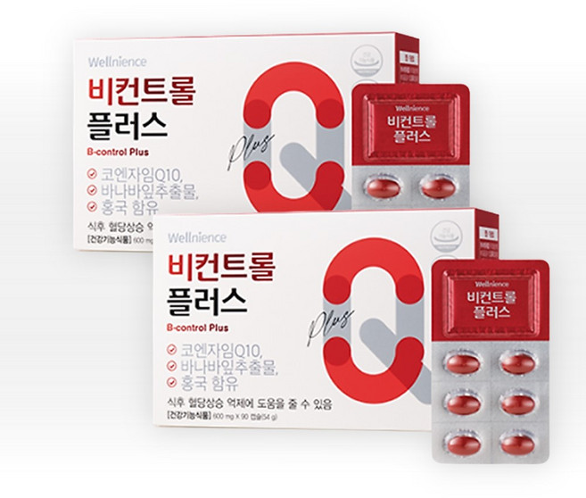웰니언스 비컨트롤 플러스 혈당상승 억제에 도움 90캡슐 x 2박스, 90정