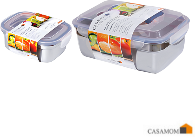 까사맘 스테인레스 스틸 사면 결착 강력 밀폐용기 반찬통 김치통 스텐반찬통 2종 620 + 2700, 620ml + 2700ml, 1개
