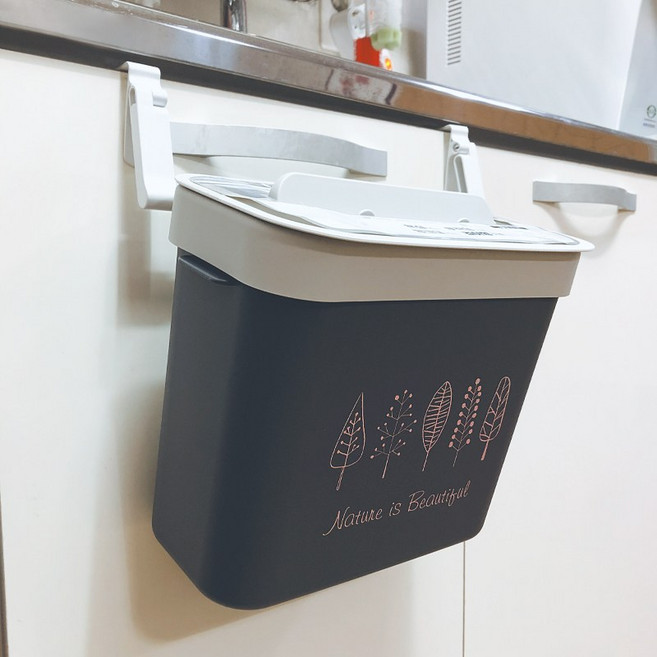 주방 싱크대 부착형 휴지통 걸이형 휴지통 위즈홈 걸이형 쓰레기통 부착형 쓰레기통, 모던블루