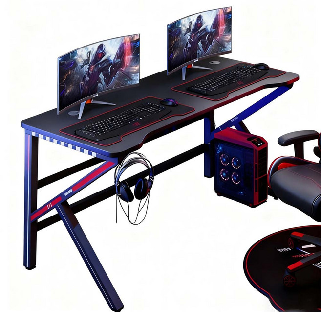 TongFei 人體工學遊戲工作桌, 電競桌黑色