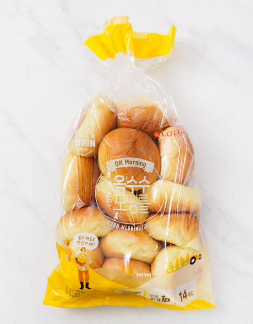롯데제과 고소한 옥수수 모닝롤, 360g, 2개