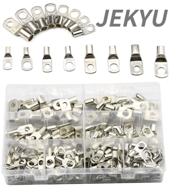 JEKYU 황동 링단자 동관형 터미널 8종 화이트 240PCS 화이트 링타입 압착커넥터 압착단자, 1개