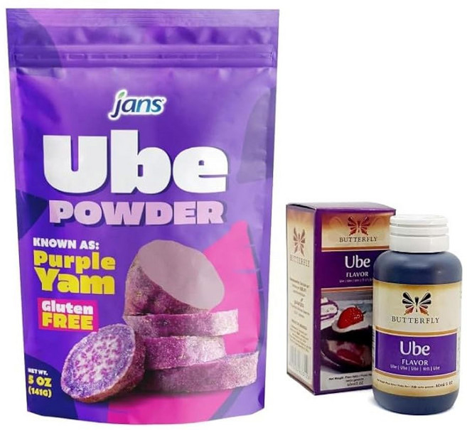 맛있는 주방 콤보 세트 얀스 우베 퍼플 얌 파우더 5온스 & 향 추출물 2온스 미니 냉장고 마그넷 포함, 141g