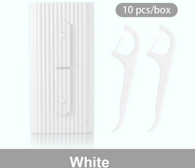 푸시 풀 휴대용 치실 보관 상자 Hilo s 청소 스틱이있는 일회용 이쑤시개, white