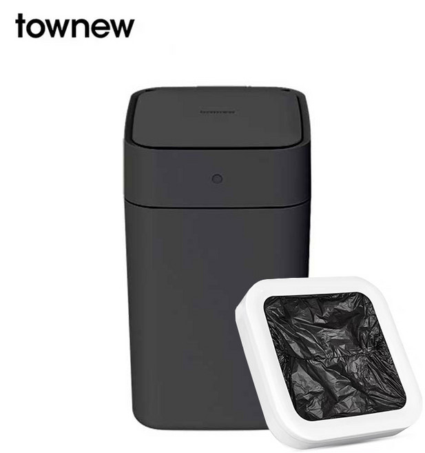 Townew T1S 스마트 센서 주방 쓰레기통 방수 홈 욕실 뚜껑 감지 자동 포장, 01 T1S black