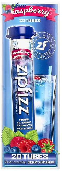 Zipfizz 헬시스포츠 에너지 믹스 비타민B12 블루베리 라즈베리 튜브 20개입 각 11g 0.39 oz, 20회분, 1개 - 쿠팡