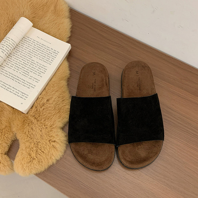 牛皮版 軟皮博肯拖鞋女外穿年早秋新款簡約網紅一字涼拖