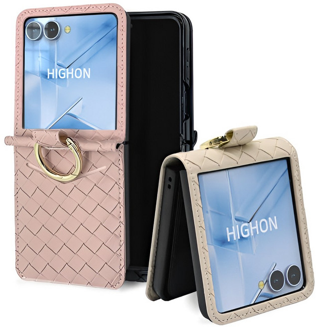 갤럭시 Z플립7 플립7 케이스 정품 하이온 힌지보호 핑거링 위빙 가죽 2장 카드수납 케이스