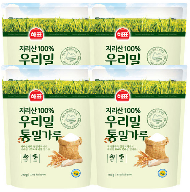 사조 통밀가루 750g x4개 청정 지리산의 맛, 4개