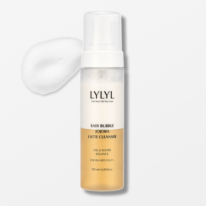 LYLYL 릴릴 이지버블 약산성 호호바 라떼 오일폼 2중 클렌저, 2개, 195ml