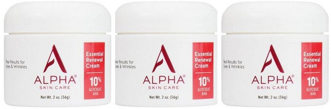 Alpha 스킨 케어 에센셜 리뉴얼 크림 10% 글리콜릭 AHA 안티에이징 포뮬라 라인과 주름 감소 하이드록시산은 매끄러운 피부 보통 민감성 또는 건조한 피부를 위한, 56g