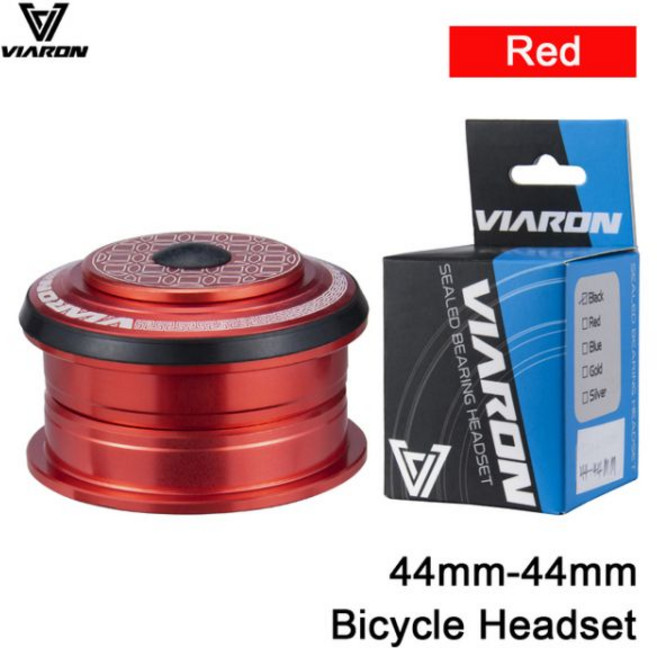 자전거 헤드셋 캡 VIARON-자전거 헤드셋 42mm 52mm CNC 1 1/8 "-1 1/2" MTB 베어링 스트레이트 테이퍼 튜브 포크 스티어 컬럼 통합 시스템, Red 44mm-44mm, 1개