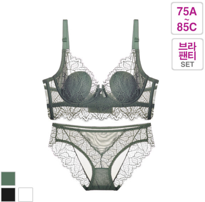 레이스 홑겹 와이어 브라팬티 세트 n35027